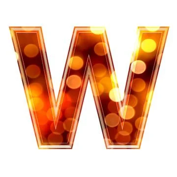 3d letter with glowing lights texture - W Stock-Illustration