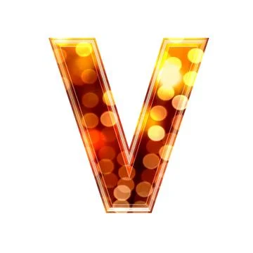 3d letter with glowing lights texture - V Stock Illustration