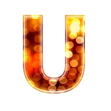 3d letter with glowing lights texture - U Stock Illustration