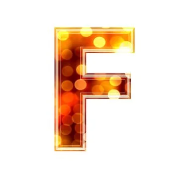 3d letter with glowing lights texture - F Stock Illustration