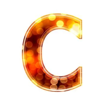 3d letter with glowing lights texture - C Stock Illustration