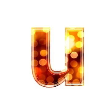 3d letter with glowing lights texture - u Stock Illustration
