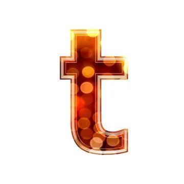 3d letter with glowing lights texture - t Stock Illustration