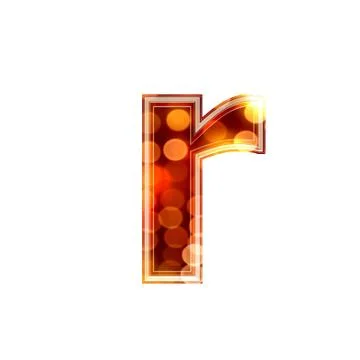 3d letter with glowing lights texture - r Stock Illustration
