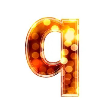 3d letter with glowing lights texture - q Stock Illustration