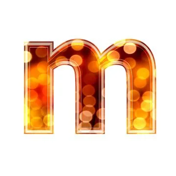 3d letter with glowing lights texture - m Stock Illustration