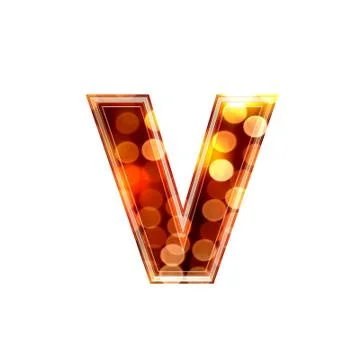 3d letter with glowing lights texture - v Stock Illustration