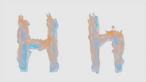 3D letter H appears by fire. Uppercase and lowercase fiery symbols Stock Footage 267381138