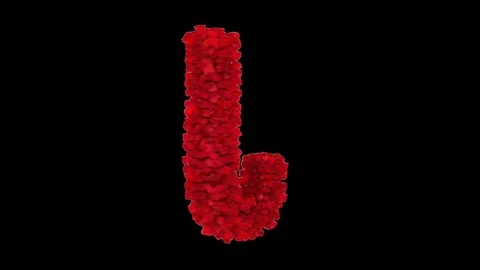 3D letter J made of red roses appearing and seamless turning Stock Footage 74738761
