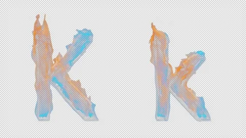 3D letter K appears by fire. Uppercase and lowercase fiery symbols Stock Footage 267383018
