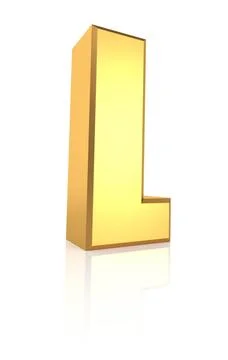 3d Letter L 3d rendering golden letter L isolated on white background Copy... 스톡 사진