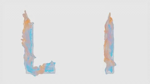 3D letter L appears by fire. Uppercase and lowercase fiery symbols Stock Footage 267383739