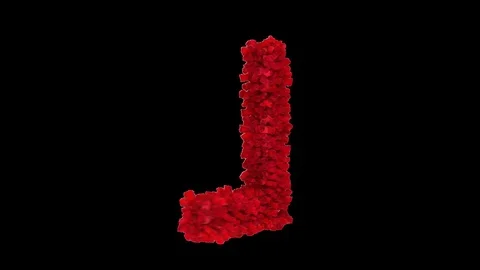 3D letter L made of red roses appearing and seamless turning Stock Footage 74738924