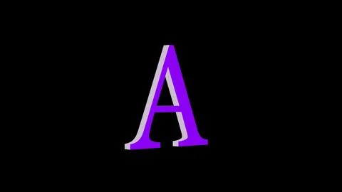 3d A letter logo loopable purple color black background Illustrazione stock