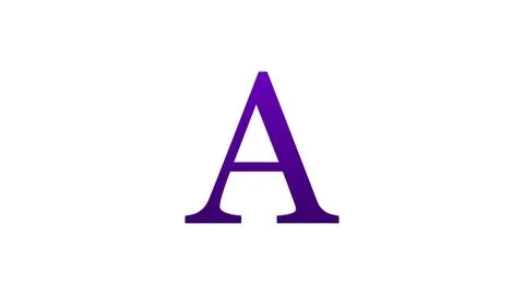 3d A letter logo loopable rotated purple color white background Stock Illustration