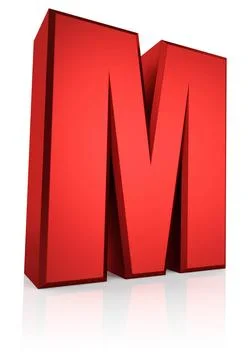 3d Letter M 3d rendering red letter M isolated on white background Copyrig... 写真素材