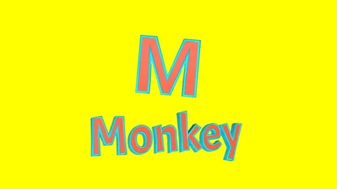3D letter M and Monkey floating on a bright yellow background Video stock 315596623