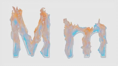 3D letter M appears by fire. Uppercase and lowercase fiery symbols 스톡 동영상 267384539