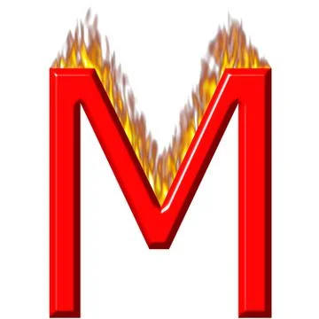 3D Letter M on Fire Stock Illustration