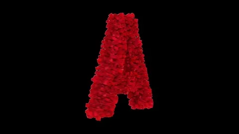 3D letter A made of red roses appearing and seamless turning Stock Footage 74739156