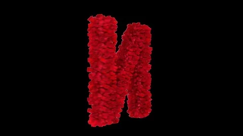 3D letter N made of red roses appearing and seamless turning Stock Footage 74739421