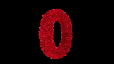 3D letter O made of red roses appearing and seamless turning Stock Footage 74739252