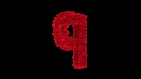 3D letter P made of red roses appearing and seamless turning Stock Footage 74739310