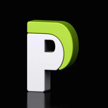 3d letter P plastic light green and white from alphabet isolated in a black Stock Illustration