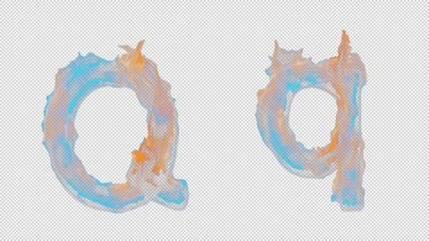 3D letter Q appears by fire. Uppercase and lowercase fiery symbols Stock Footage 267388409