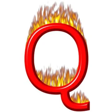 3D Letter Q on Fire Stock Illustration