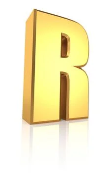 3d Letter R 3d rendering golden letter R isolated on white background Copy... 写真素材
