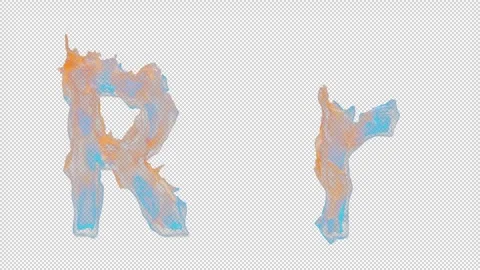 3D letter R appears by fire. Uppercase and lowercase fiery symbols Stock Footage 267389133