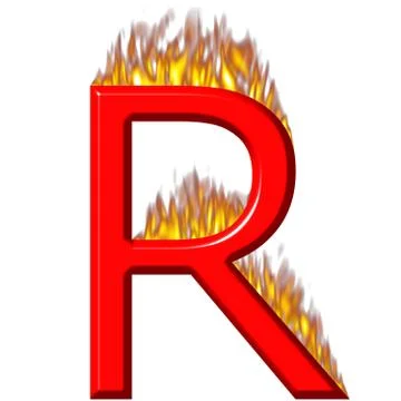 3D Letter R on Fire Stock Illustration