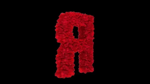 3D letter R made of red roses appearing and seamless turning Stock Footage 74929343