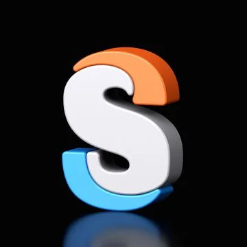 3d letter S plastic light blue and orange from alphabet isolated Stock Illustration