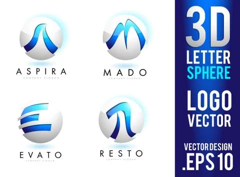 3D Letter Sphere Logo Design Vector Stock Illustration
