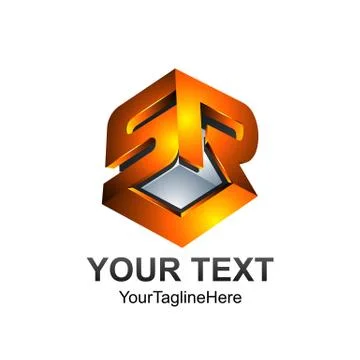 3D Letter SR or SRL initial alphabet logo design template element Stock Illustration