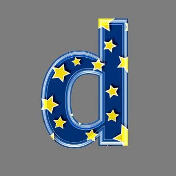 3d letter with star pattern - D Stock Illustration