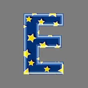 3d letter with star pattern - E Illustrazione stock
