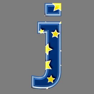 3d letter with star pattern - J Illustrazione stock