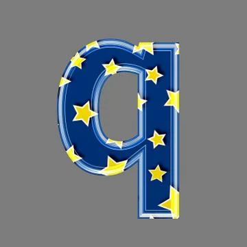 3d letter with star pattern - Q Stock Illustration