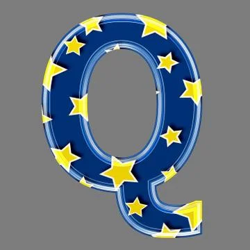 3d letter with star pattern - Q Stock Illustration