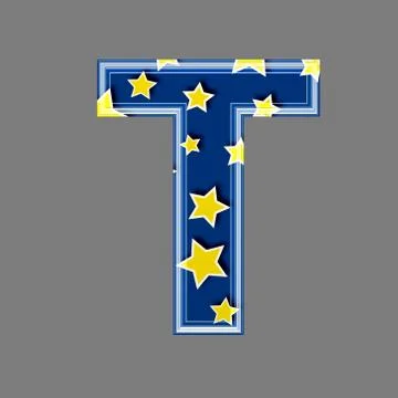 3d letter with star pattern - T Stock Illustration
