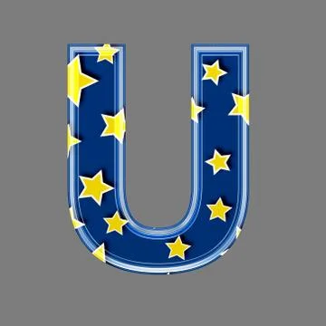 3d letter with star pattern - U Stock Illustration