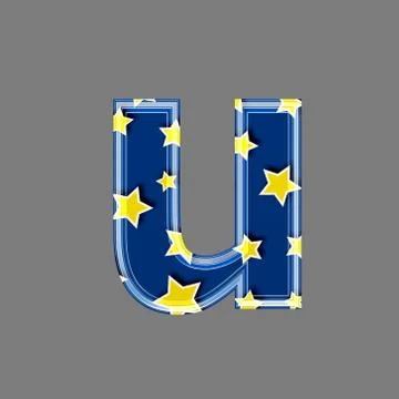 3d letter with star pattern - U Stock Illustration