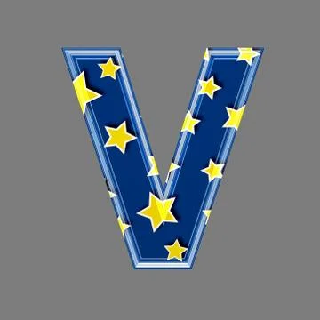 3d letter with star pattern - V Illustrazione stock