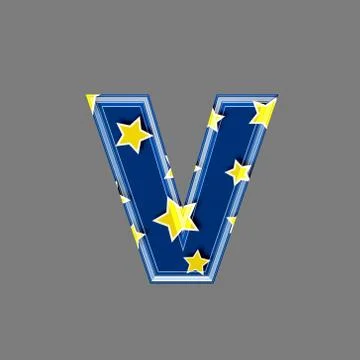 3d letter with star pattern - V Stock Illustration