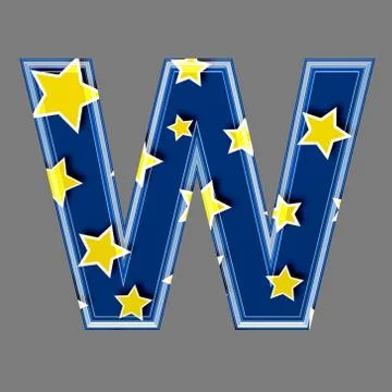 3d letter with star pattern - W Stock Illustration