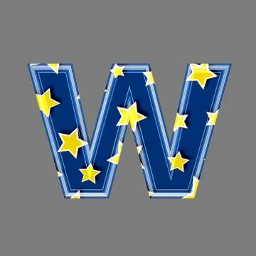 3d letter with star pattern - W Stock Illustration