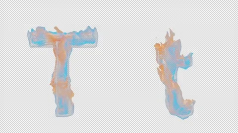 3D letter T appears by fire. Uppercase and lowercase fiery symbols 스톡 동영상 267390251